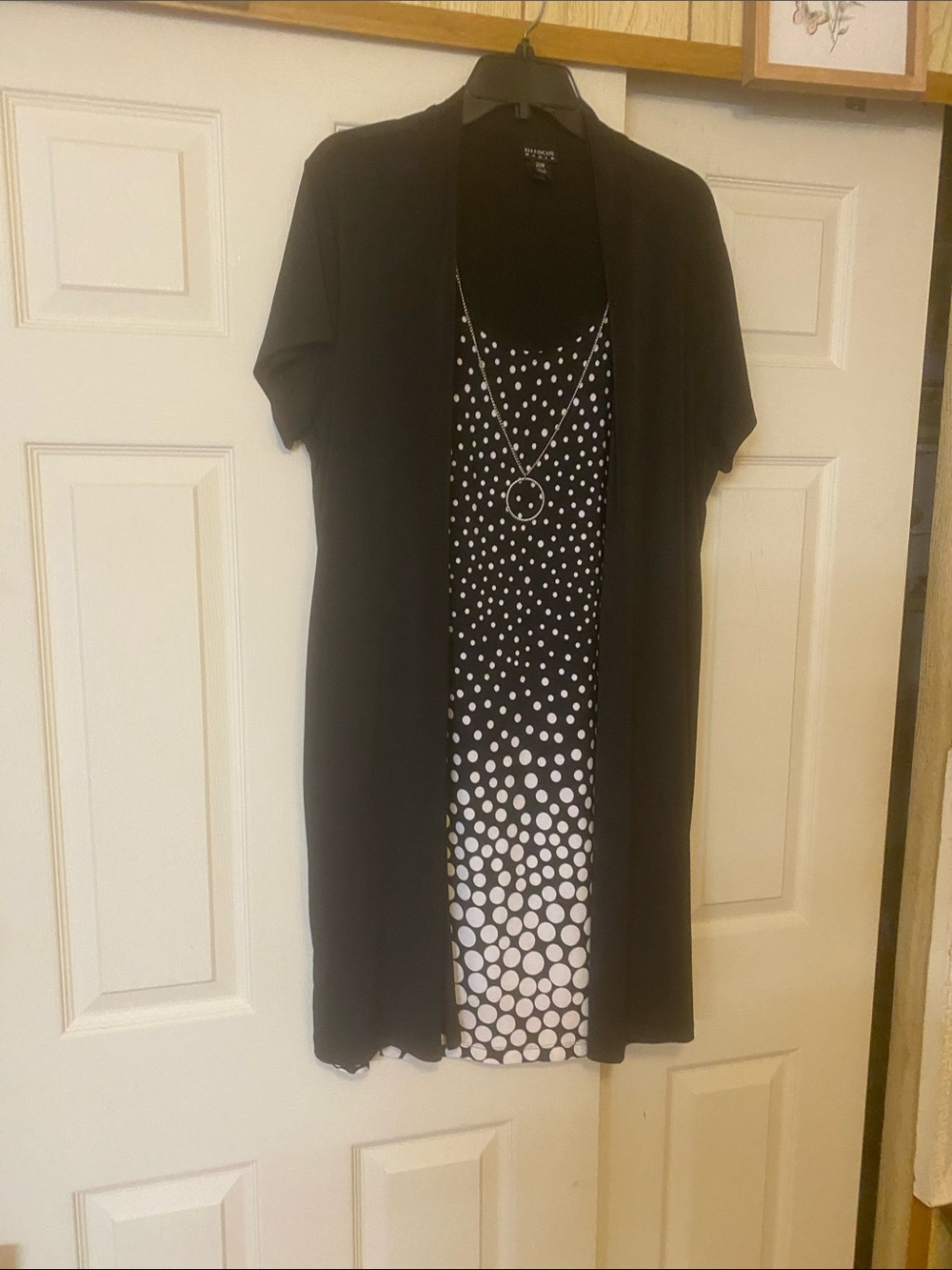 Enfocus Studio Black and White Polka Dot Layered Dress